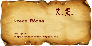 Krecs Rózsa névjegykártya